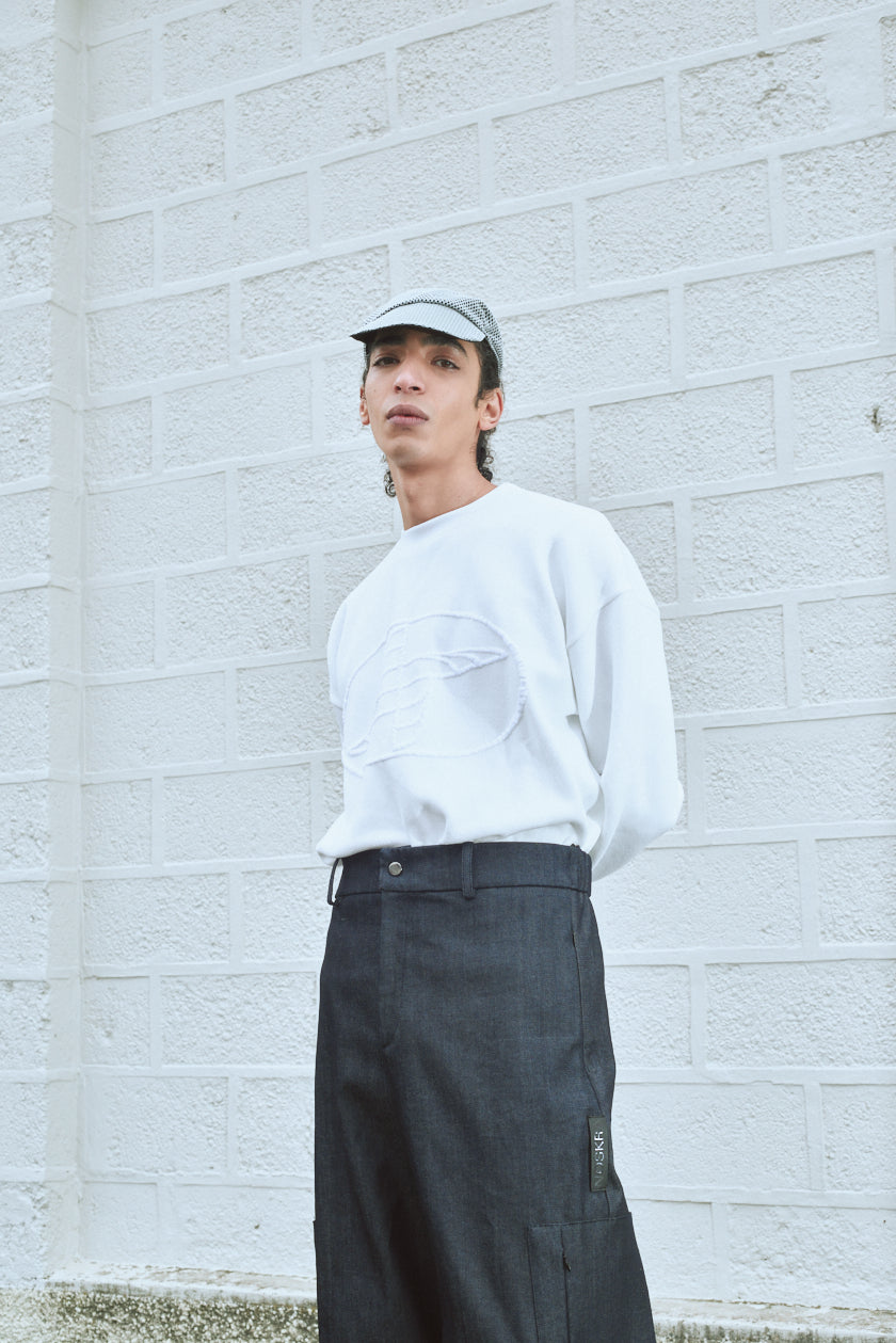 White Knitted Logo Sweatshirt