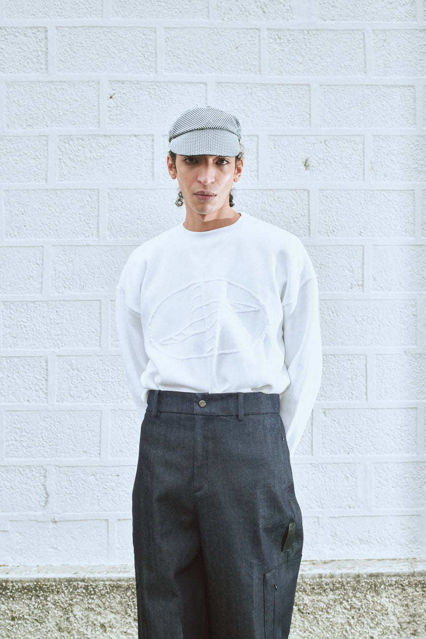 White Knitted Logo Sweatshirt